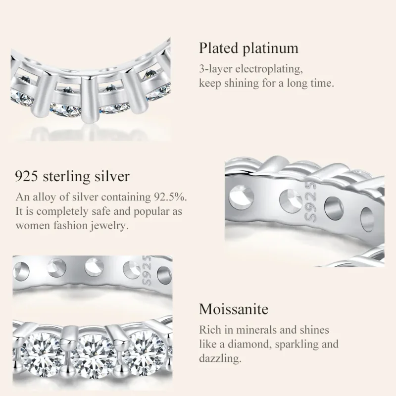 (image for) Pandora Style Shining Moissanite Ring(One Certificate) - MSR020 - View 4