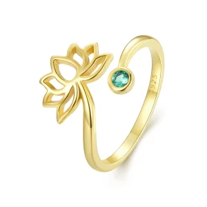 Pandora Style Simple Lotus Open Ring - SCR821-B (image for) Pandora Style Simple Lotus Open Ring - SCR821-B