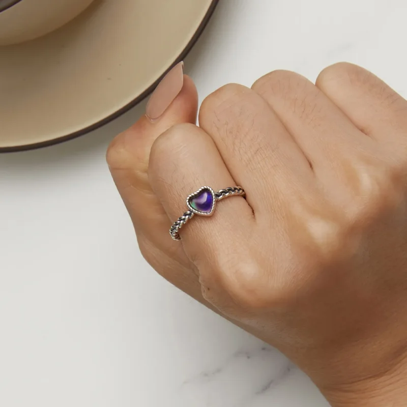 (image for) Pandora Style Simple Twist Heart-Shaped Ring - SCR956 - View 3