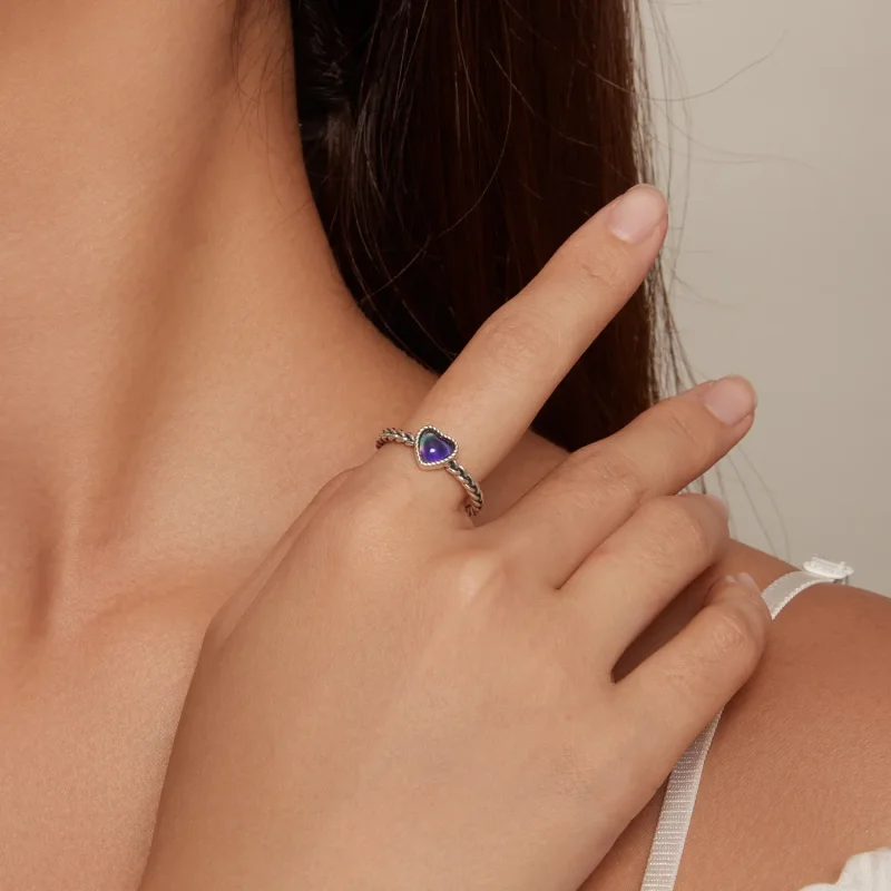 (image for) Pandora Style Simple Twist Heart-Shaped Ring - SCR956 - View 6