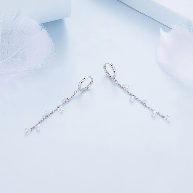 (image for) Pandora Style Smart Tassel Hoop Earrings - BSE898 - View 3