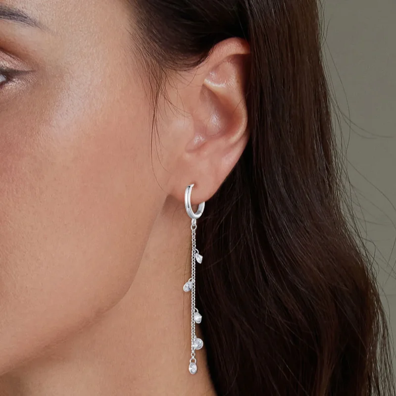 (image for) Pandora Style Smart Tassel Hoop Earrings - BSE898 - View 6