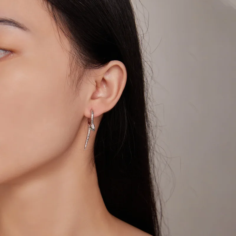 (image for) Pandora Style Snake Hoop Earrings - BSE792 - View 7