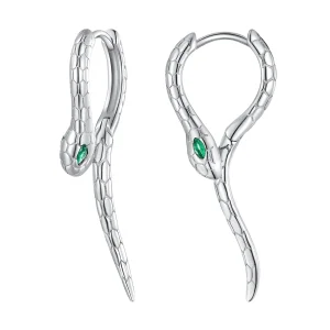 Pandora Style Snake Hoop Earrings - BSE792 (image for) Pandora Style Snake Hoop Earrings - BSE792
