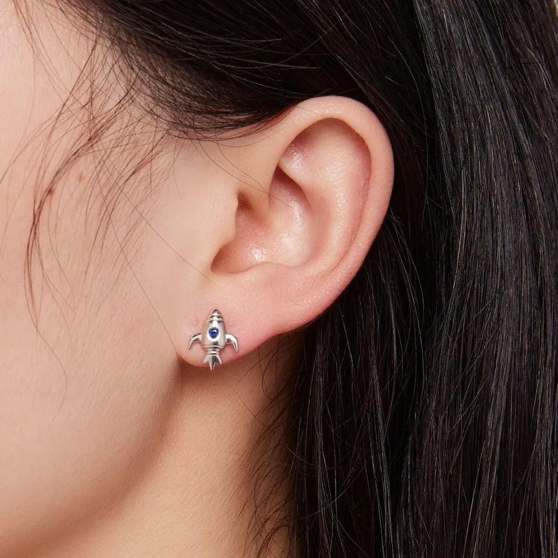 (image for) Pandora Style Spaceship Asymmetric Earrings - SCE1578 - View 7