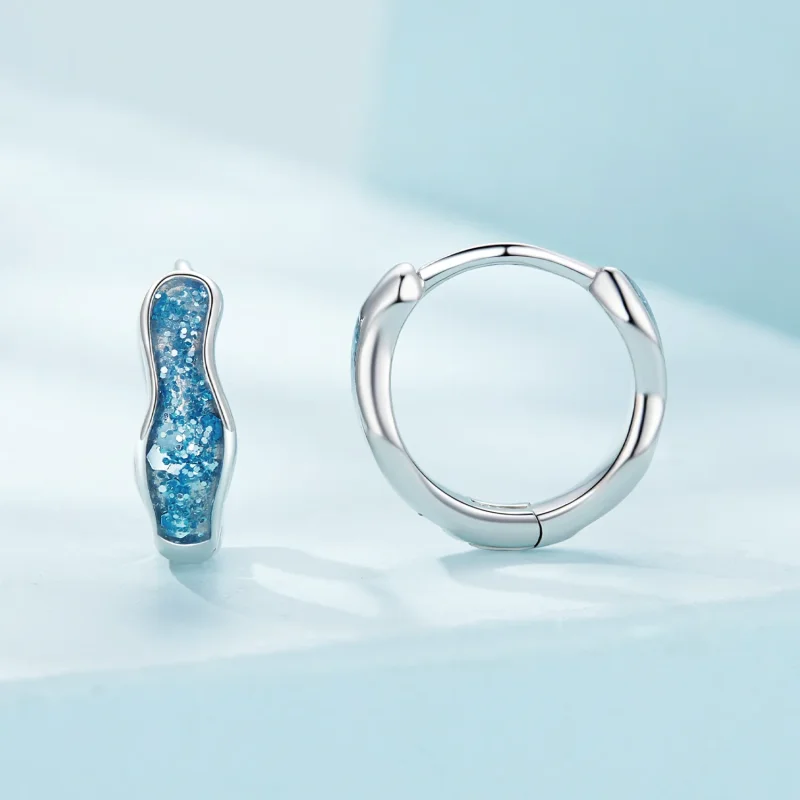 (image for) Pandora Style Sparkling Hoop Earrings - SCE1614 - View 2