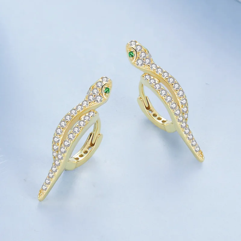 (image for) Pandora Style Spirit Snake Hoop Earrings - BSE669-B - View 3