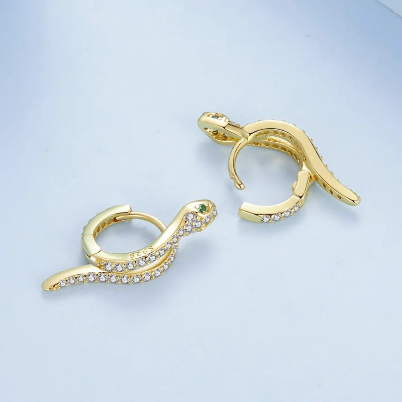 (image for) Pandora Style Spirit Snake Hoop Earrings - BSE669-B - View 4