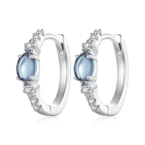 (image for) Pandora Style Star Blue Glass Hoop Earrings - BSE859