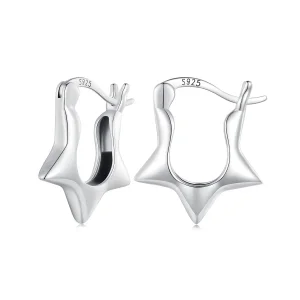 (image for) Pandora Style Star Hoop Earrings - SCE1615