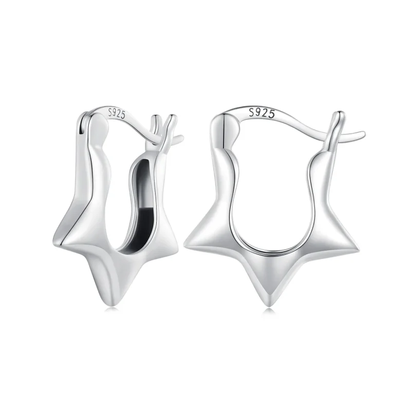 (image for) Pandora Style Star Hoop Earrings - SCE1615
