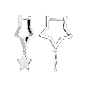 Pandora Style Star Hoop Earrings - SCE1621 (image for) Pandora Style Star Hoop Earrings - SCE1621
