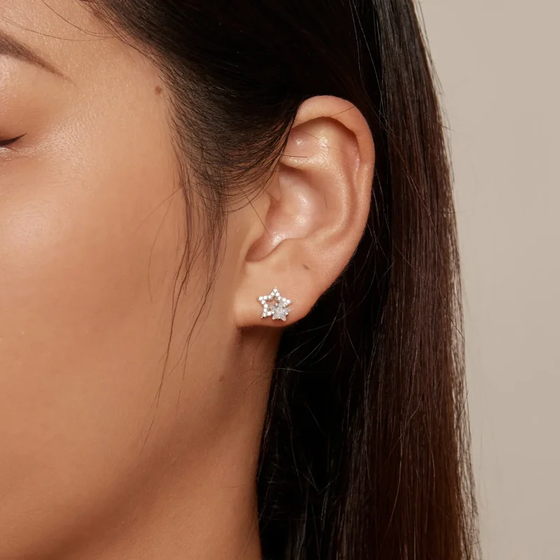 (image for) Pandora Style Star Studs Earrings - BSE878 - View 6