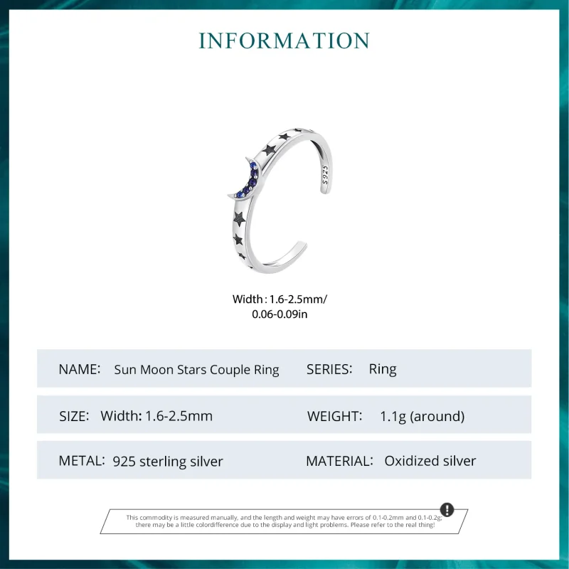 (image for) Pandora Style Sun, Moon and Stars Couple Ring - BSR490-E - View 3