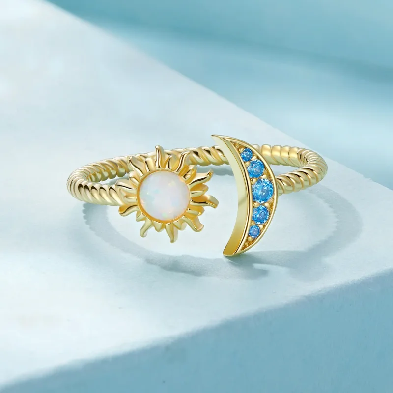 (image for) Pandora Style Sun, Moon and Stars Open Ring - SCR796-B - View 3