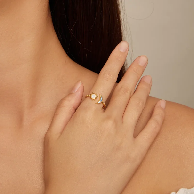 (image for) Pandora Style Sun, Moon and Stars Open Ring - SCR796-B - View 4