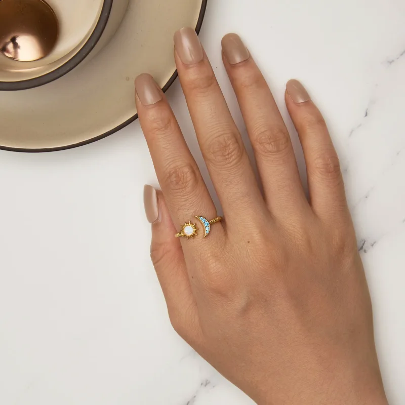 (image for) Pandora Style Sun, Moon and Stars Open Ring - SCR796-B - View 5
