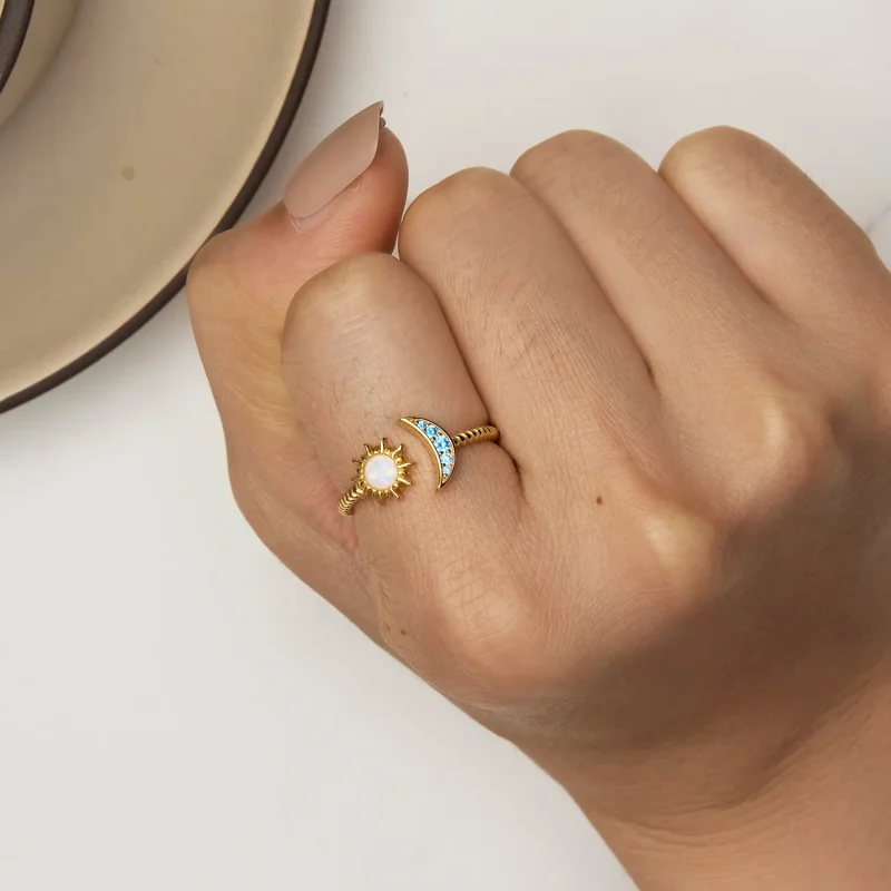 (image for) Pandora Style Sun, Moon and Stars Open Ring - SCR796-B - View 6