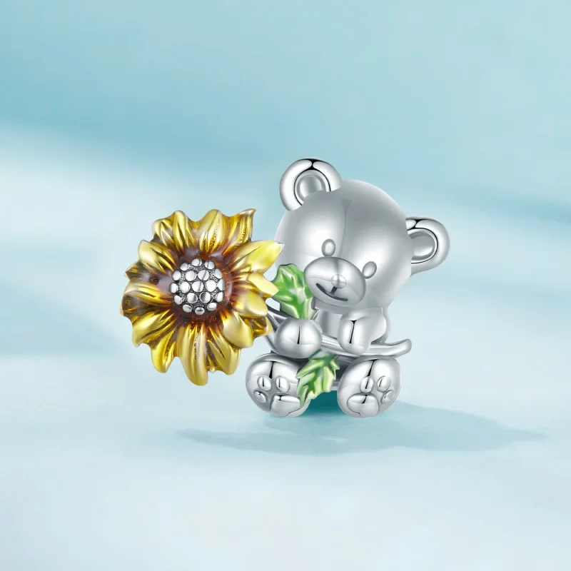 (image for) Pandora Style Sunflower and Bear Charm - SCC2560 - View 2