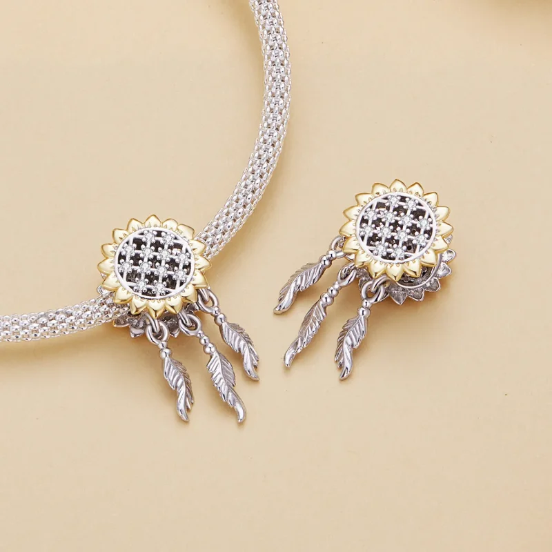 (image for) Pandora Style Sunflower Dream Catcher Charm - BSC820 - View 4