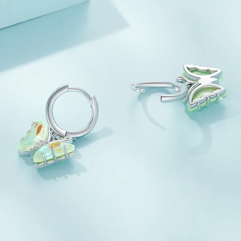 (image for) Pandora Style Symphony Butterfly Hoop Earrings - SCE1588-GN - View 4
