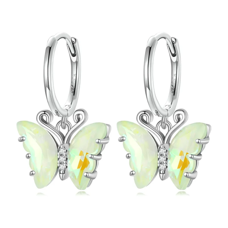 (image for) Pandora Style Symphony Butterfly Hoop Earrings - SCE1588-GN