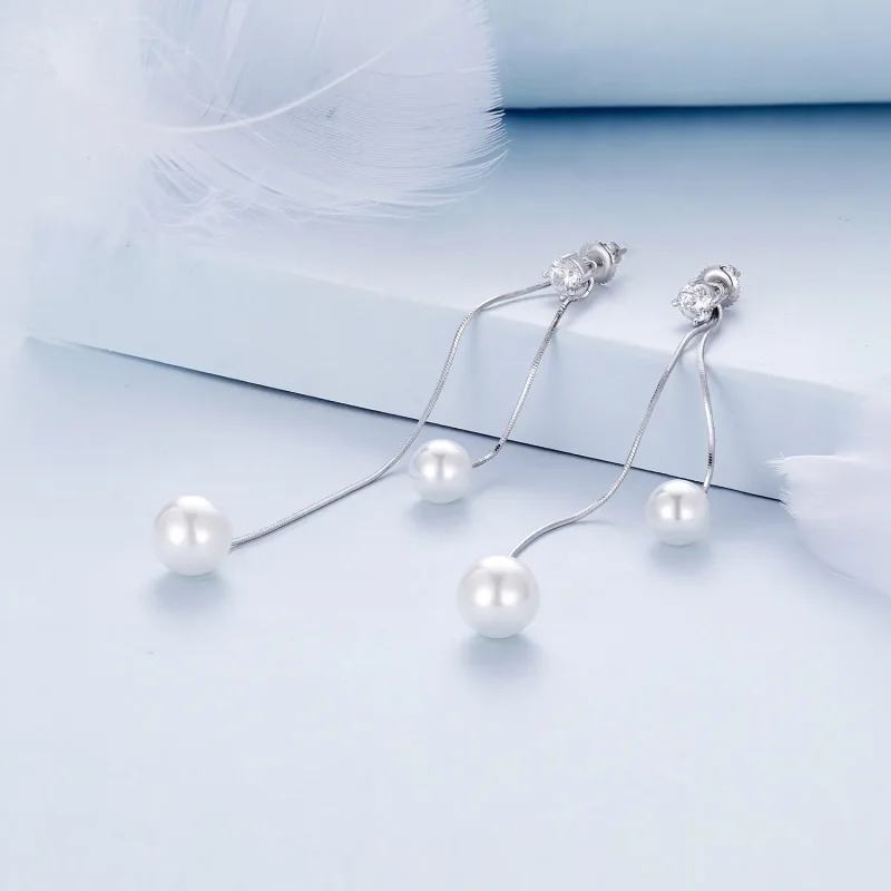 (image for) Pandora Style Tassel Beads Dangle Earrings - BSE890 - View 2