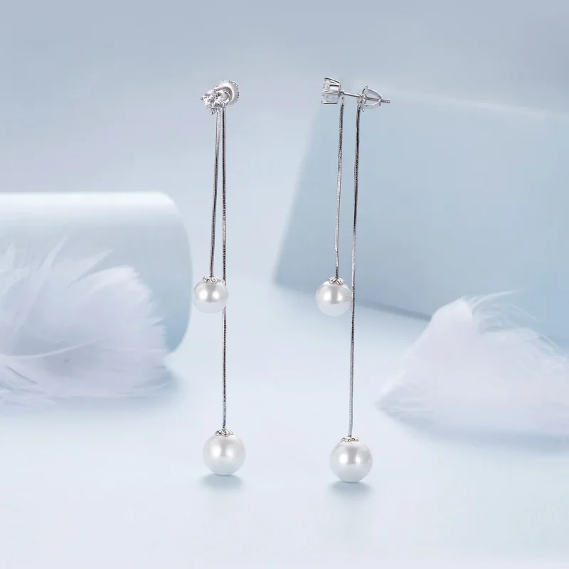 (image for) Pandora Style Tassel Beads Dangle Earrings - BSE890 - View 3