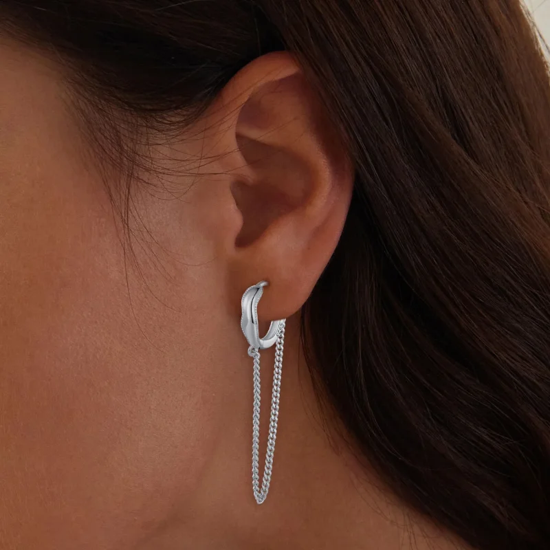 (image for) Pandora Style Tassel Hoop Earrings - BSE897 - View 5