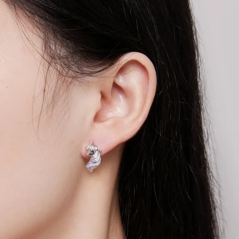 (image for) Pandora Style Unicorn Hoop Earrings - BSE832 - View 5