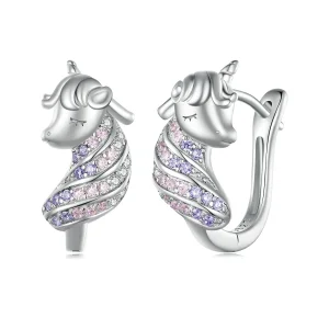 Pandora Style Unicorn Hoop Earrings - BSE832 (image for) Pandora Style Unicorn Hoop Earrings - BSE832