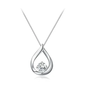 Pandora Style Water Drop Moissanite Necklace (One Certificate) - MSN015 (image for) Pandora Style Water Drop Moissanite Necklace (One Certificate) - MSN015