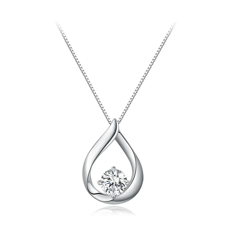 (image for) Pandora Style Water Drop Moissanite Necklace (One Certificate) - MSN015