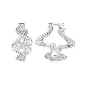 Pandora Style Wave Hoop Earrings - BSE907 (image for) Pandora Style Wave Hoop Earrings - BSE907