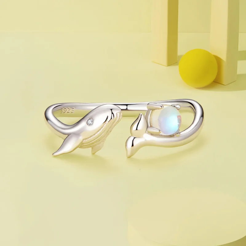 (image for) Pandora Style Whale Open Ring - BSR473-E - View 3