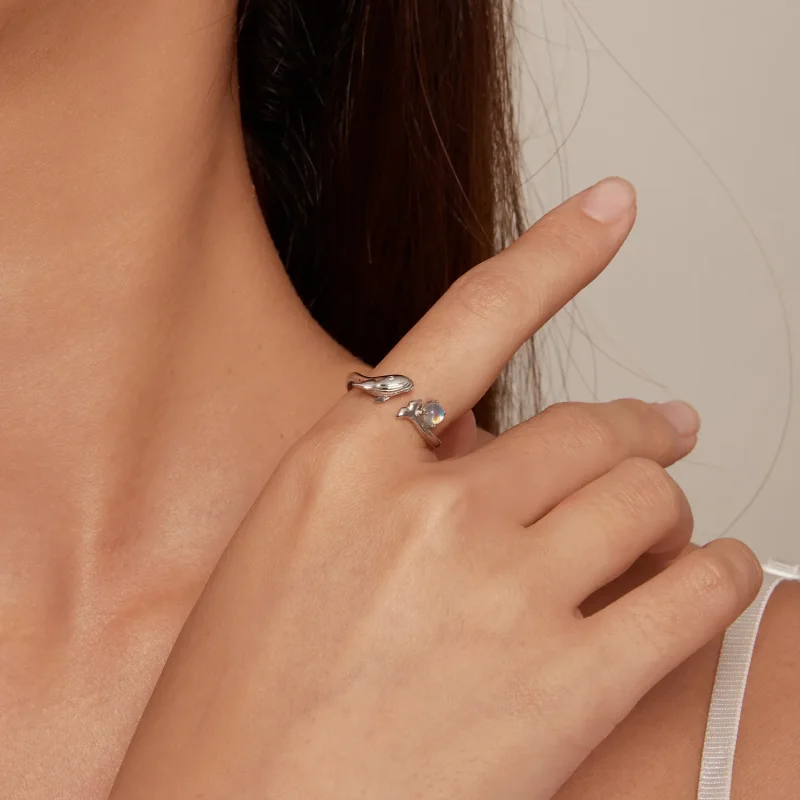 (image for) Pandora Style Whale Open Ring - BSR473-E - View 7