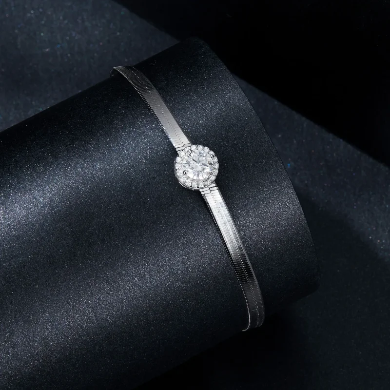 (image for) PANDORA Style 0.5Ct Moissanite Snake Bone Bracelet (One Certificate) - MSB011 - View 2