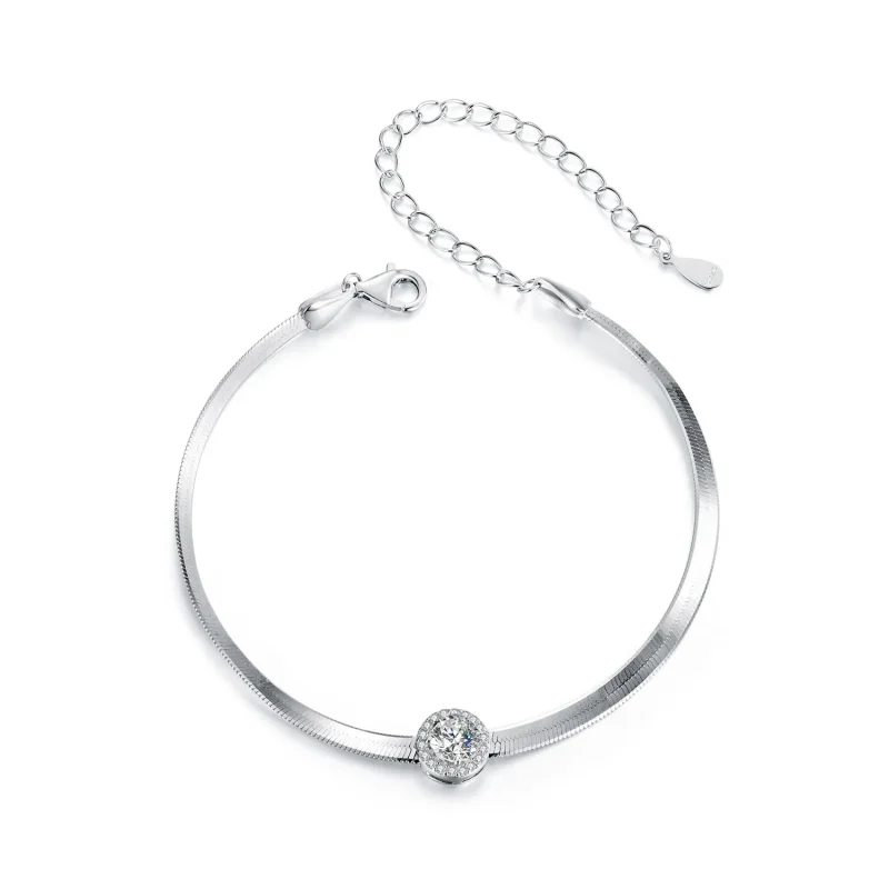 (image for) PANDORA Style 0.5Ct Moissanite Snake Bone Bracelet (One Certificate) - MSB011