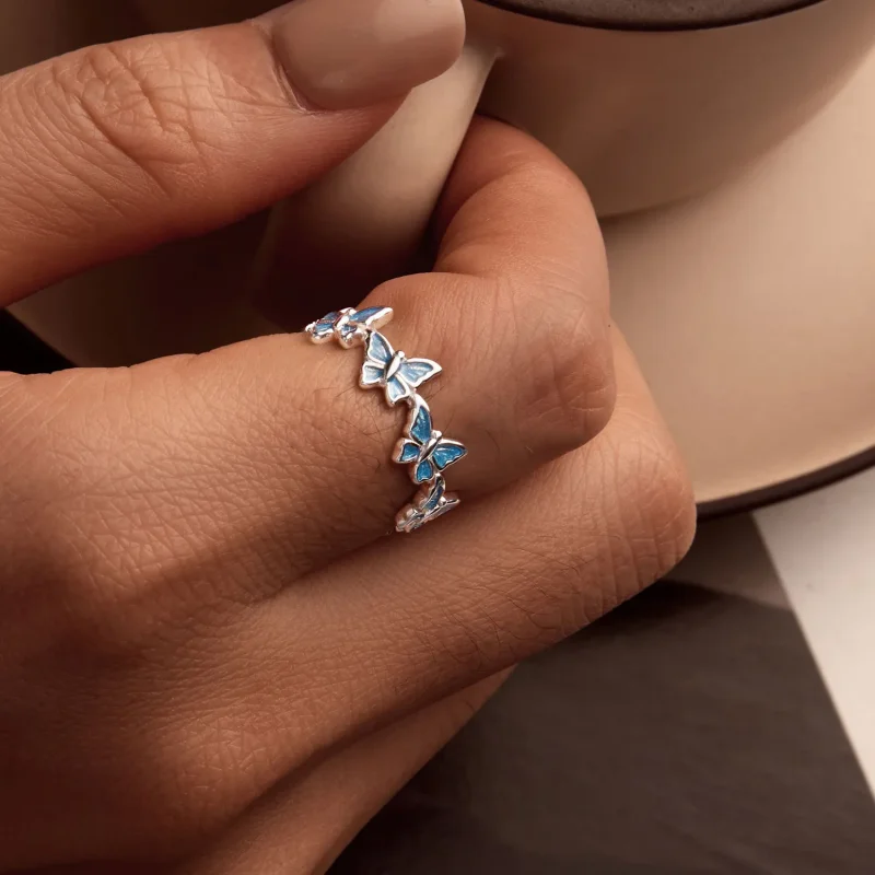 (image for) PANDORA Style Blue Butterfly Ring - BSR508 - View 6