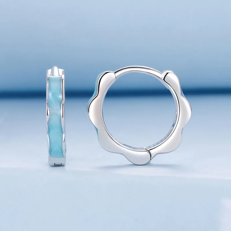 (image for) PANDORA Style Blue Flower Shaped Earrings - BSE955 - View 2
