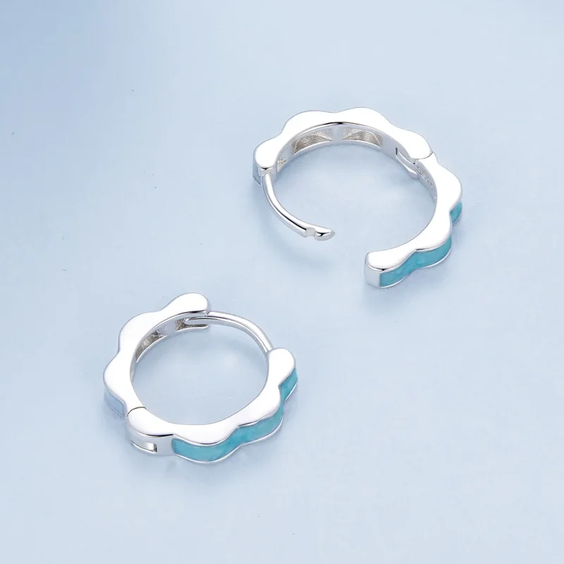 (image for) PANDORA Style Blue Flower Shaped Earrings - BSE955 - View 4