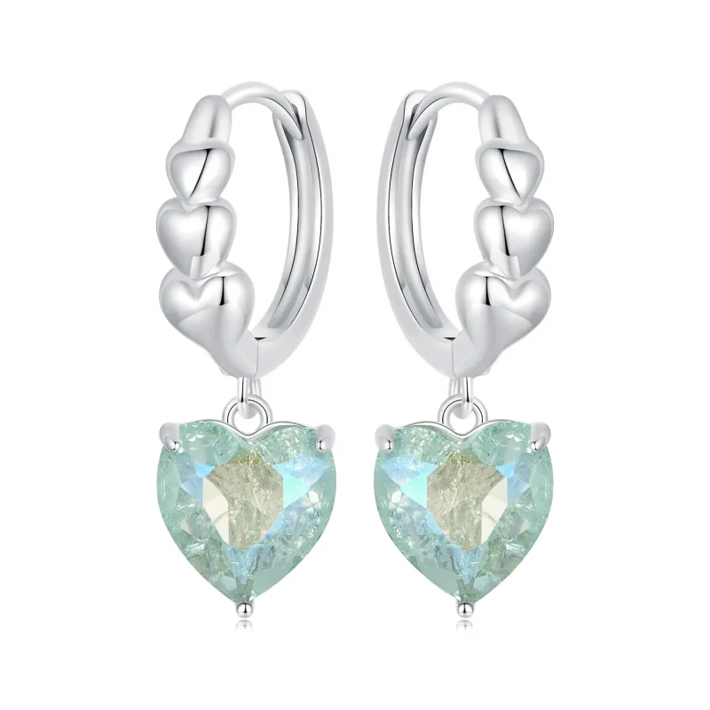 (image for) PANDORA Style Blue Green Ice Zirconia Heart Shape Earrings - SCE1706