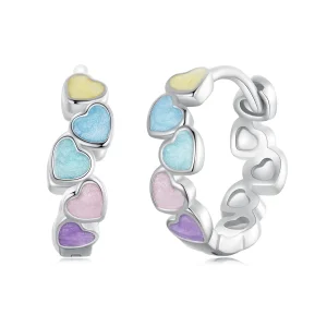 PANDORA Style Heart Shape Colorful Dopamine Earrings - SCE1694 (image for) PANDORA Style Heart Shape Colorful Dopamine Earrings - SCE1694