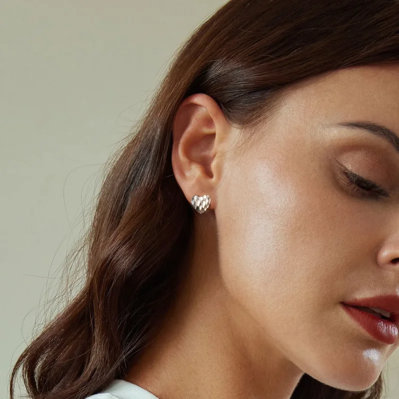 (image for) PANDORA Style Heart Shaped Flower Earrings - SCE1703 - View 7