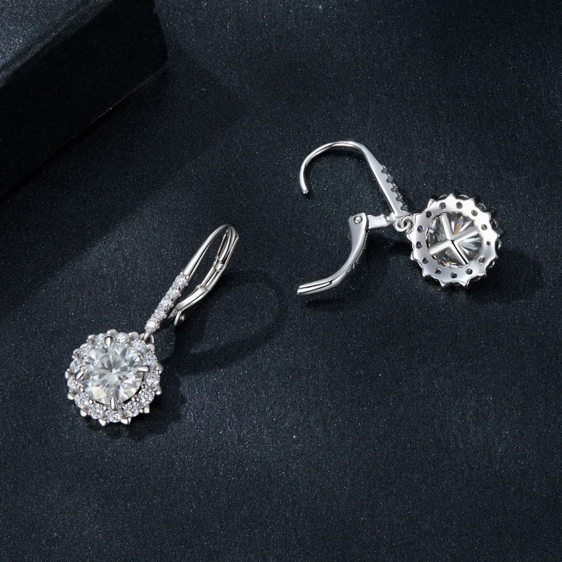 (image for) PANDORA Style Sparkling 1Ct Moissanite Earrings (Two Certificates) - MSE046 - View 3