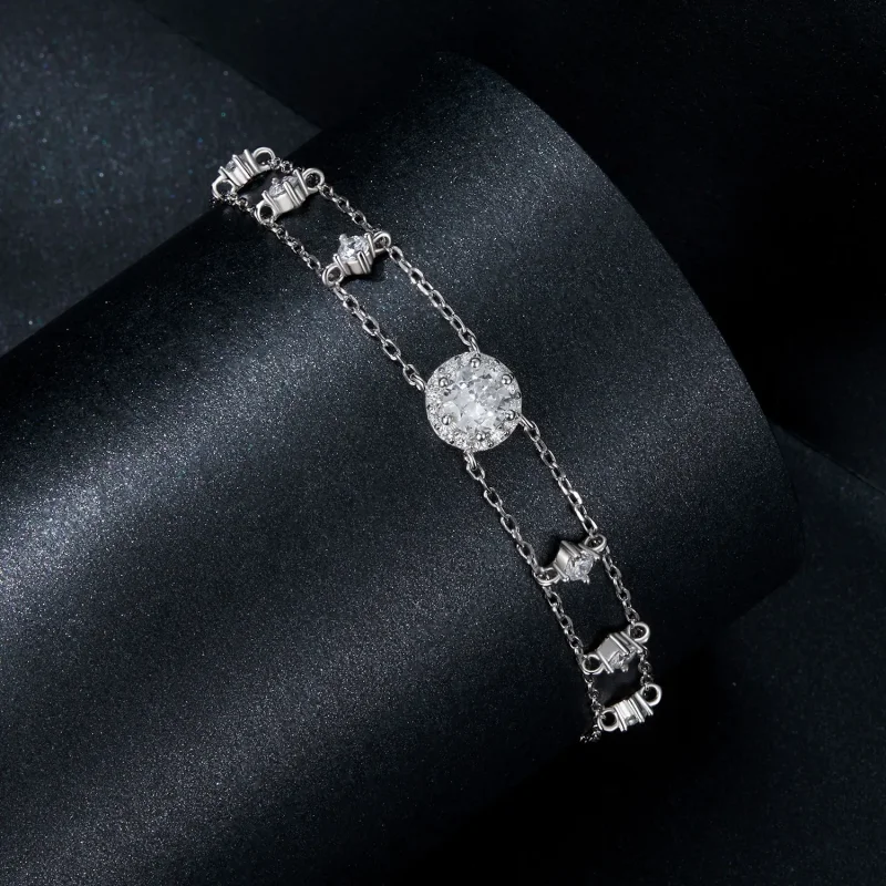 (image for) PANDORA Style Sparkling Double Moissanite Bracelet (One Certificate) - MSB013 - View 2