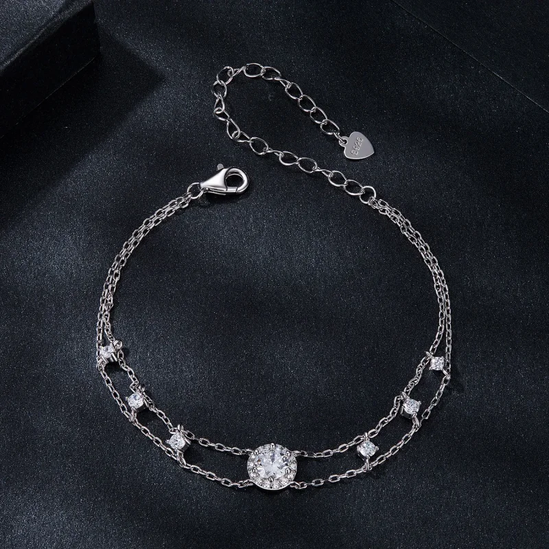 (image for) PANDORA Style Sparkling Double Moissanite Bracelet (One Certificate) - MSB013 - View 3