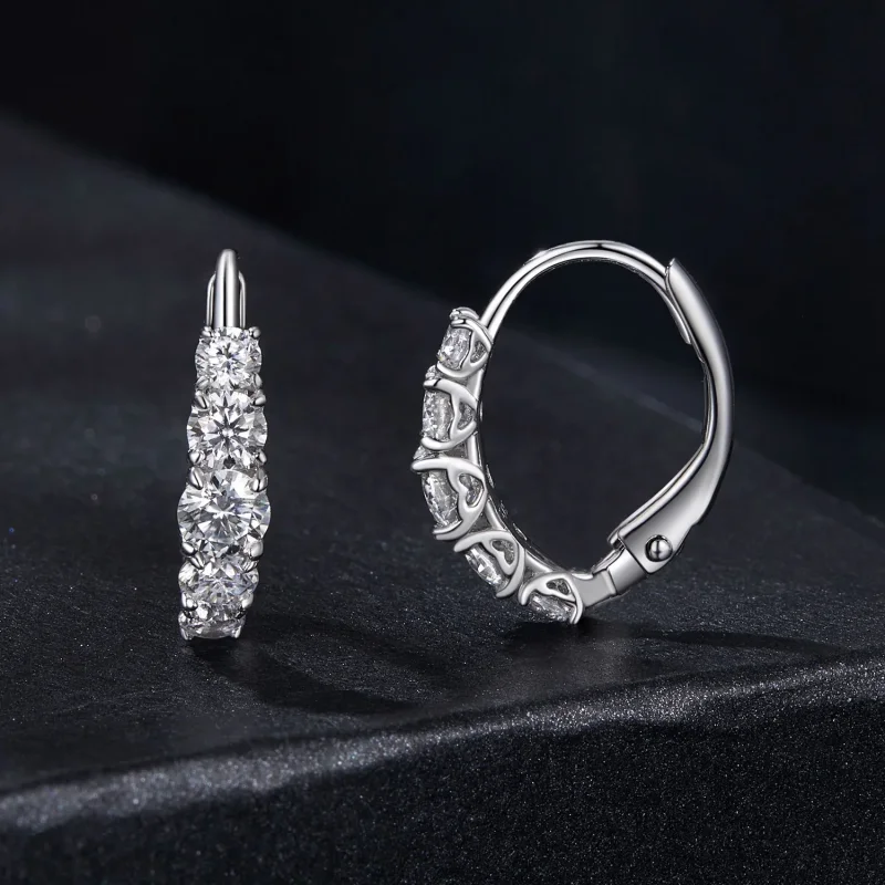 (image for) PANDORA Style Sparkling Moissanite Earrings (Two Certificates) - MSE045 - View 2