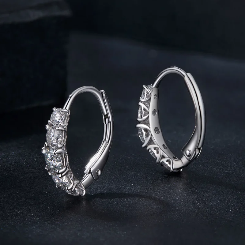 (image for) PANDORA Style Sparkling Moissanite Earrings (Two Certificates) - MSE045 - View 3