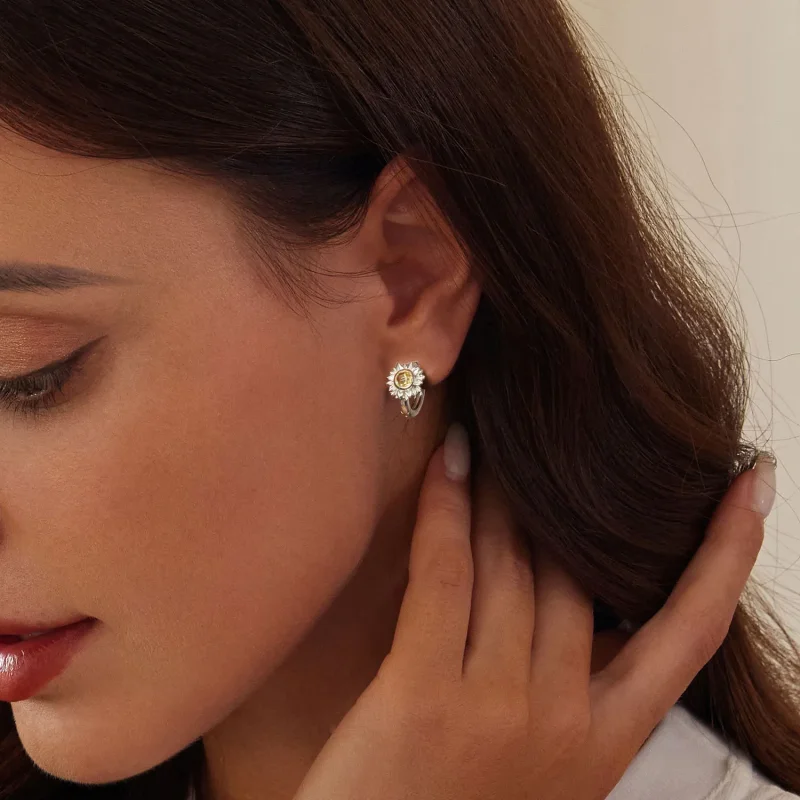 (image for) PANDORA Style Sunflower Earrings - BSE966 - View 7